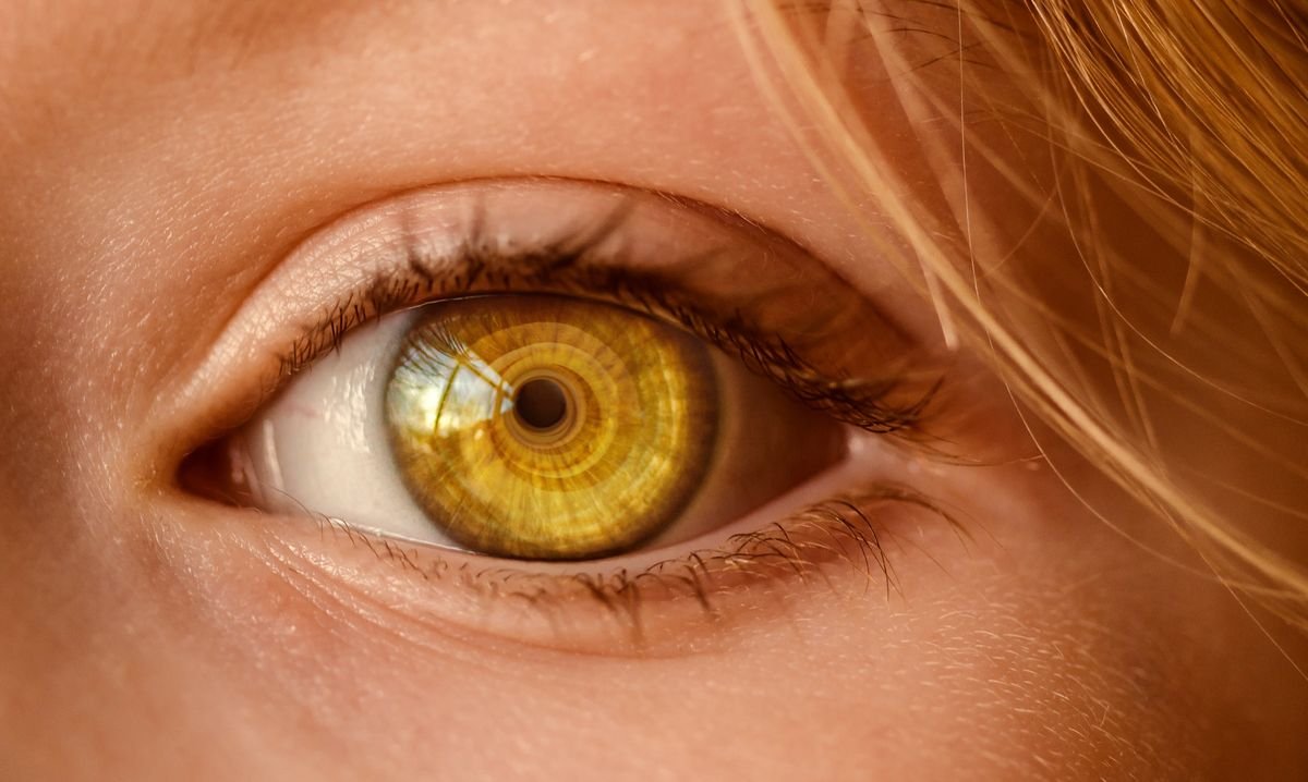 Primer plano de un ojo humano con el iris en detalle